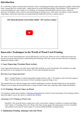 “Innovative Techniques in the World of Wood Card Printing”
