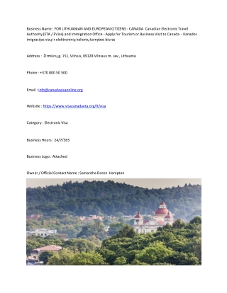 FOR LITHUANIAN AND EUROPEAN CITIZENS - CANADA  Canadian Electronic Travel Author