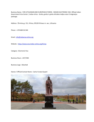 FOR LITHUANIAN AND EUROPEAN CITIZENS - INDIAN ELECTRONIC VISA  Official Indian G