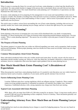 “How Much Should Basic Estate Planning Cost? A Breakdown of Expectations”