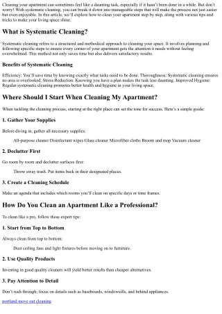Systematic Cleaning: How Do I Clean My Apartment Step by Step?