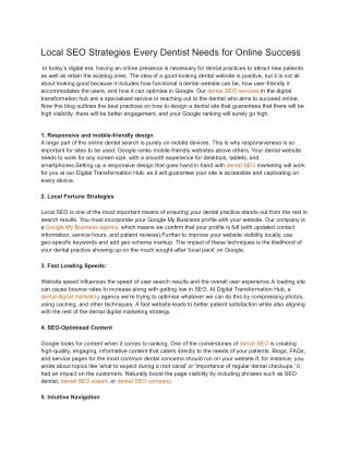Local SEO Strategies Every Dentist Needs for Online Success