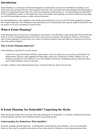 Is Estate Planning Tax Deductible? Unpacking the Myths