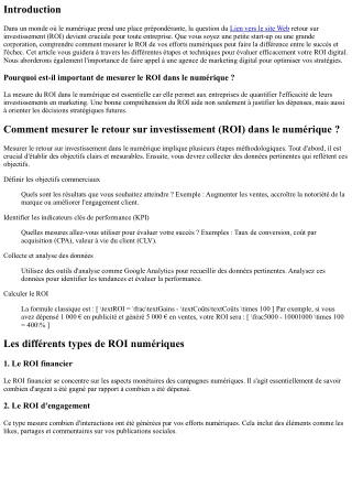 Comment mesurer le retour sur investissement (ROI) dans le numérique ?