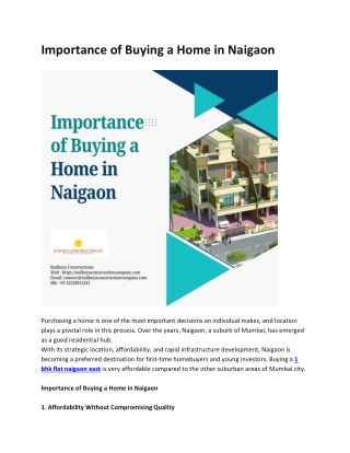 Importance of Buying a Home in Naigaon