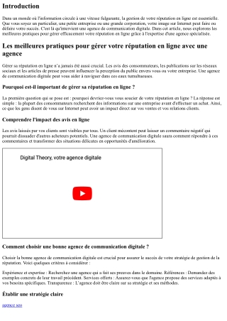 Les meilleures pratiques pour gérer votre réputation en ligne avec une agence