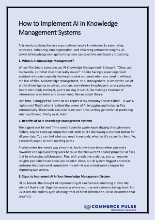 How to Implement AI in Knowledge Management Systems