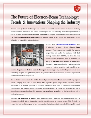 The Future of Electron-Beam Technology - Trends & Innovations Shaping the Industry