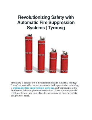 Automatic Fire Suppression - Tyronsg