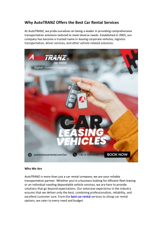 Why AutoTRANZ Offers the Best Car Rental Services