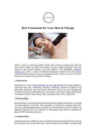 Discover the Best Skin Treatments - Opulence Chicago