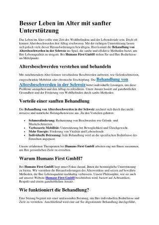 Besser Leben im Alter mit sanfter Unterstützung