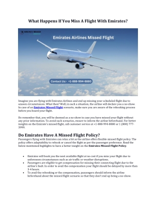What Happens If You Miss A Flight With Emirates