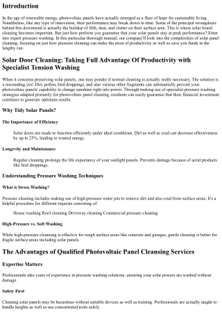 Solar Power Cleansing: Making Best Use Of Efficiency with Specialist Pressure Wa