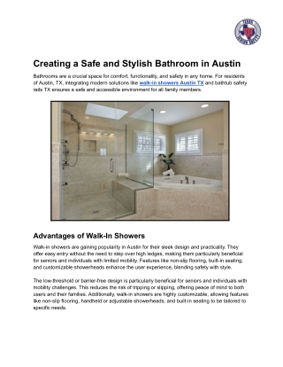 Creating a Safe and Stylish Bathroom in Austin