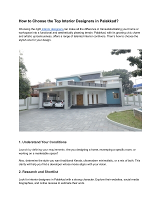 _Top Interior Designers in Palakkad