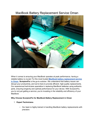 MacBook Battery Replacement Service Oman