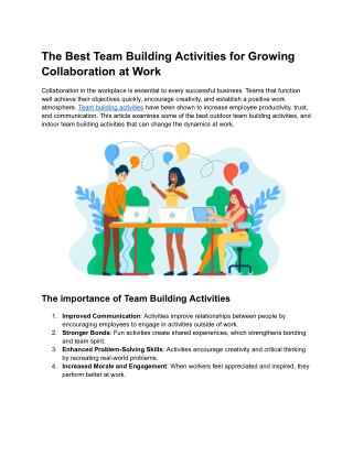 Top Team Building Activities to Enhance Workplace Collaboration