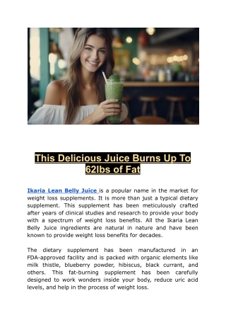 This Delicious Juice Burns Up To 62lbs of Fat