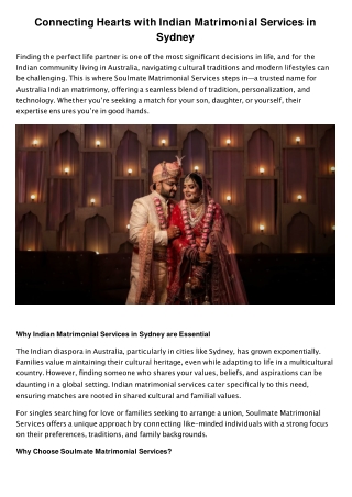 Connecting Hearts with Indian Matrimonial Services in Sydney