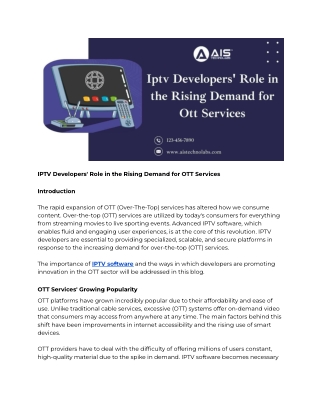 IPTV Developers' Role in the Rising Demand for OTT Services