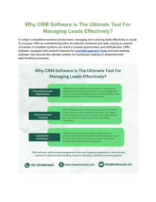 Why CRM Software is The Ultimate Tool For Managing Leads Effectively?