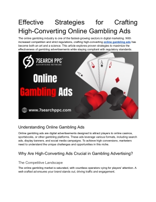 Effective Strategies for Crafting High-Converting Online Gambling Ads