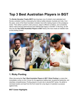 Top 3 Best Australian Players in BGT