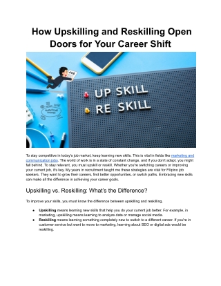 How Upskilling and Reskilling Open Doors for Your Career Shift