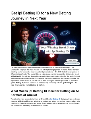 Get Ipl Betting ID for a New Betting Journey in Next Year