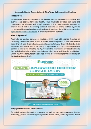 Ayurvedic Doctor Consultation A Step Towards Personalized Healing