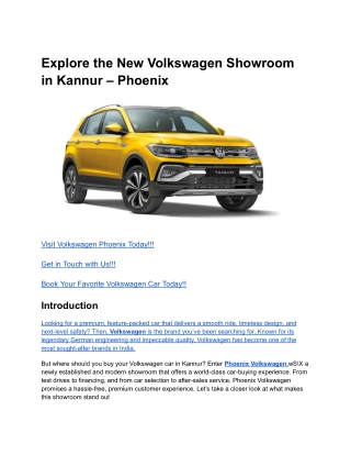 Explore the New Volkswagen Showroom in Kannur – Phoenix