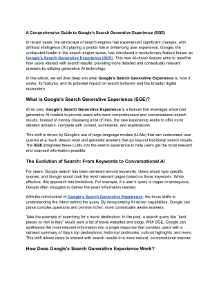A Comprehensive Guide to Google’s Search Generative Experience (SGE)