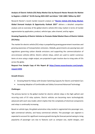 Electric Vehicle (EV) Relay Market Size 2037