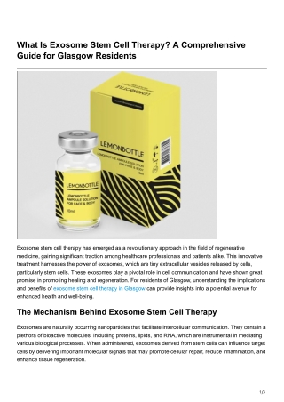 What Is Exosome Stem Cell Therapy A Comprehensive Guide for GlasgowResidents