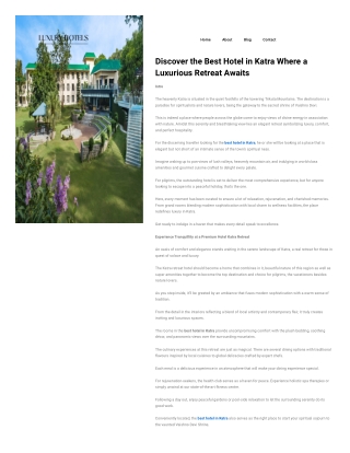 Discover the Best Hotel in Katra Where a Luxurious Retreat Awaits