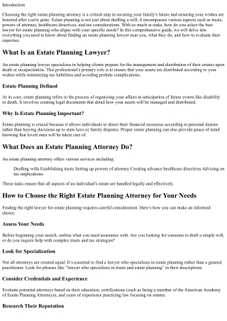 How to Choose the Right Estate Planning Attorney for Your Needs