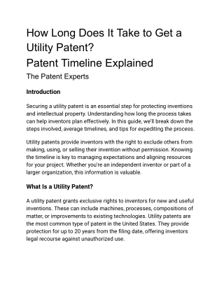 How Long Does It Take to Get a Utility Patent? | Patent Timeline Explained