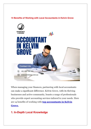 14 Benefits of Working with Local Accountants in Kelvin Grove