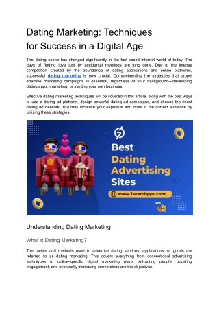 Dating Marketing: Techniques for Success in a Digital Age