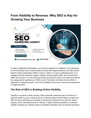 From Visibility to Revenue - Why SEO is Key for Growing Your Business