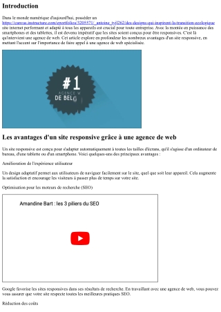 Les avantages d'un site responsive grâce à une agence de web