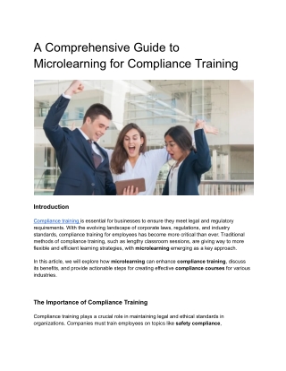compliance training for microlearning