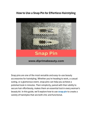 How to Use a Snap Pin for Effortless Hairstyling