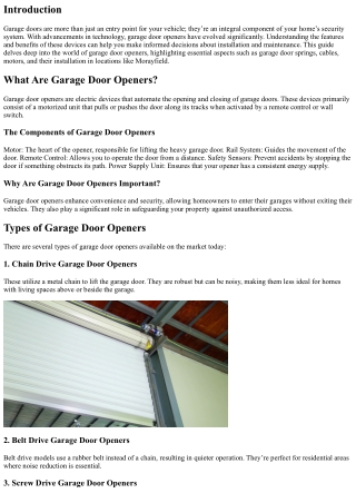 A Comprehensive Guide to Garage Door Openers: Features and Benefits