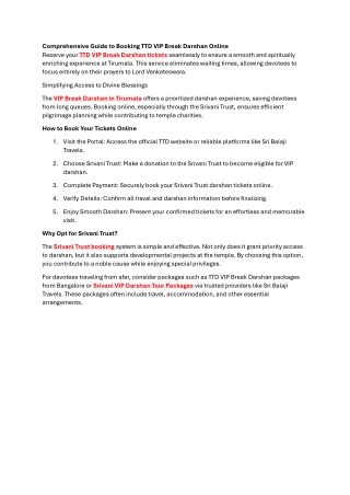 TTD VIP online booking