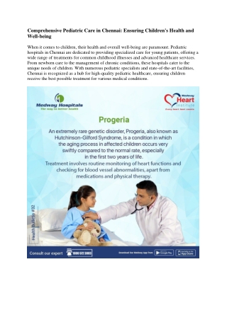 Paediatric hospital in chennai