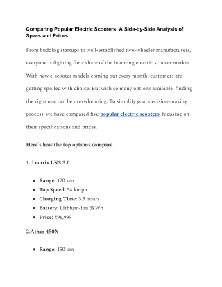 Best Electric Scooters_ Review Key Specs, Prices, and Performance Comparisons
