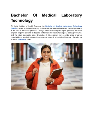 Bachelor Of Medical Laboratory Technology
