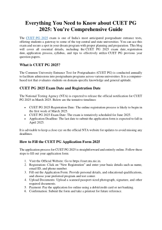 Everything You Need to Know about CUET PG 2025: You’re Comprehensive Guide